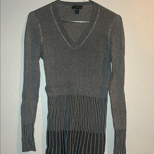 Tribal Charcoal Ribbed Knit Top